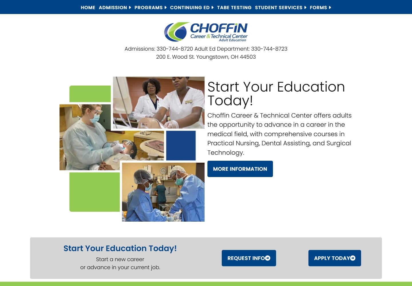 The Choffin Adult Education homepage on a laptop and a phone
