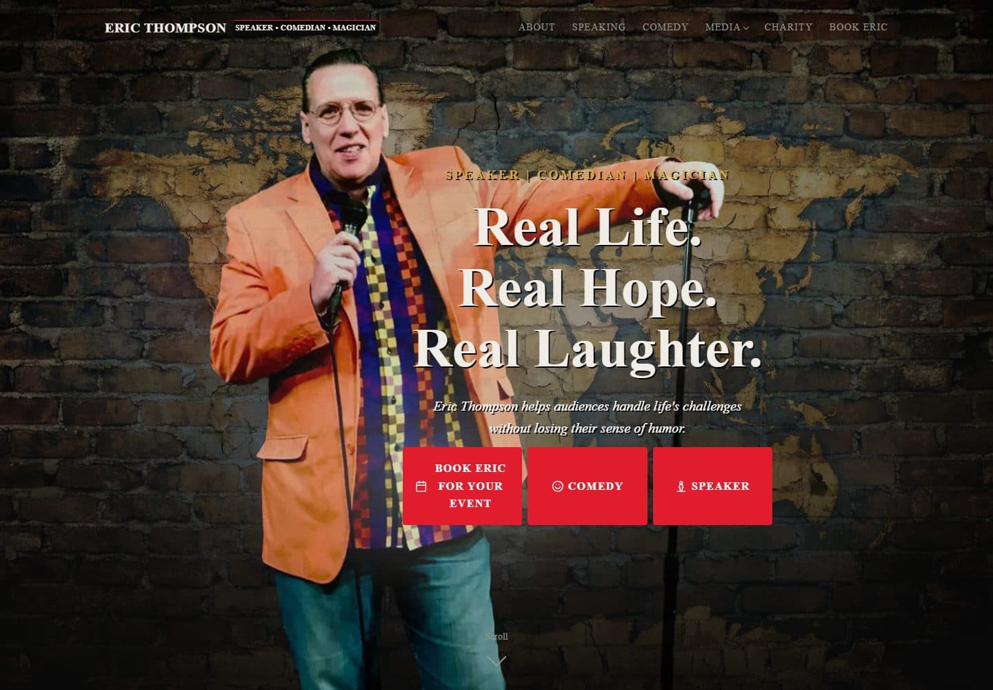 The Eric Thompson speaker site on a laptop and a phone