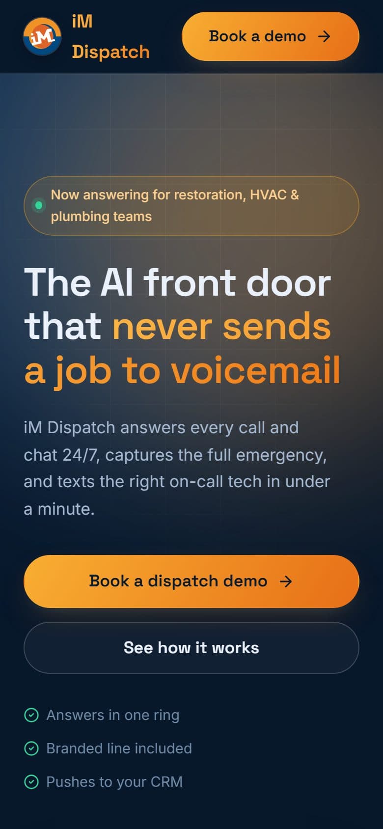 iM Dispatch on a phone
